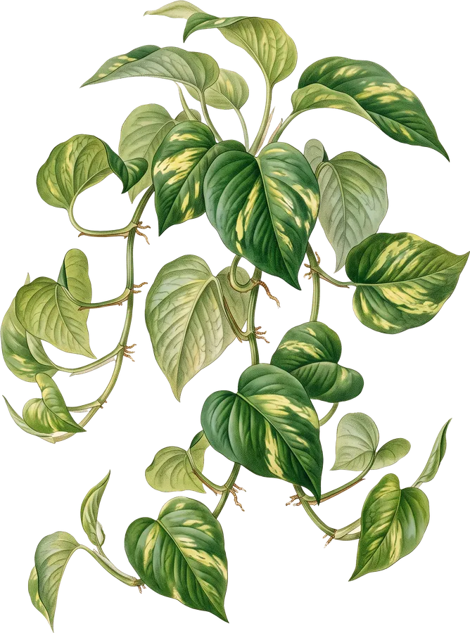 Botanical illustration of a golden pothos